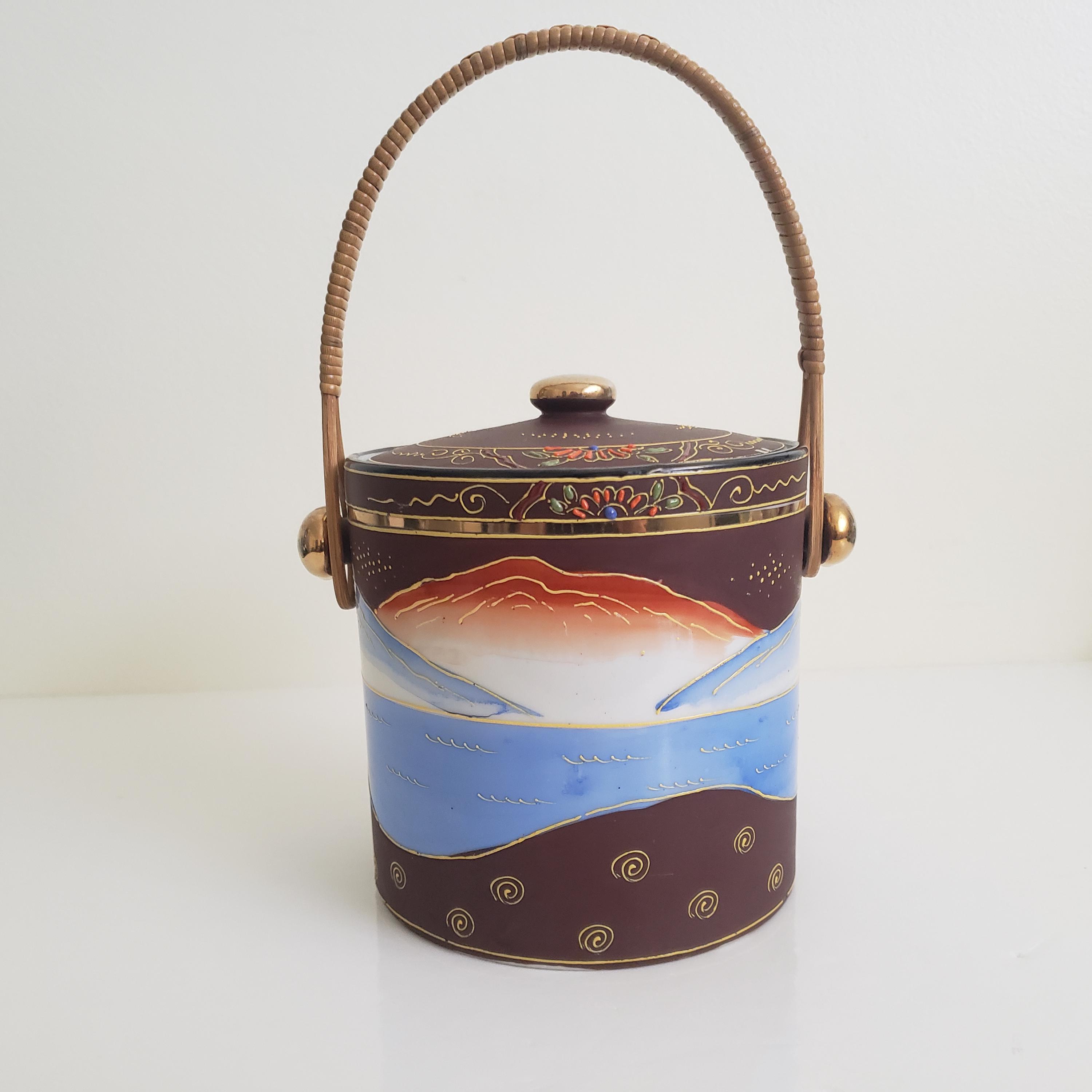 ヴィンテージ薩摩盛上磁器ビスケットジャー、人物画入り - Etsy 日本