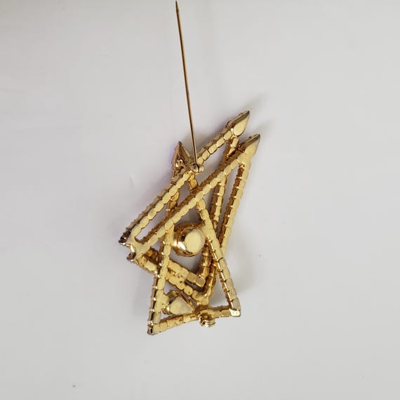 Mid Century Triangular Geometric Rhinestone Brooc… - image 5