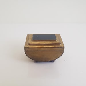 Art Deco Engagement Ring Box: Antique Brass & Cobalt Blue, Forget Me Not