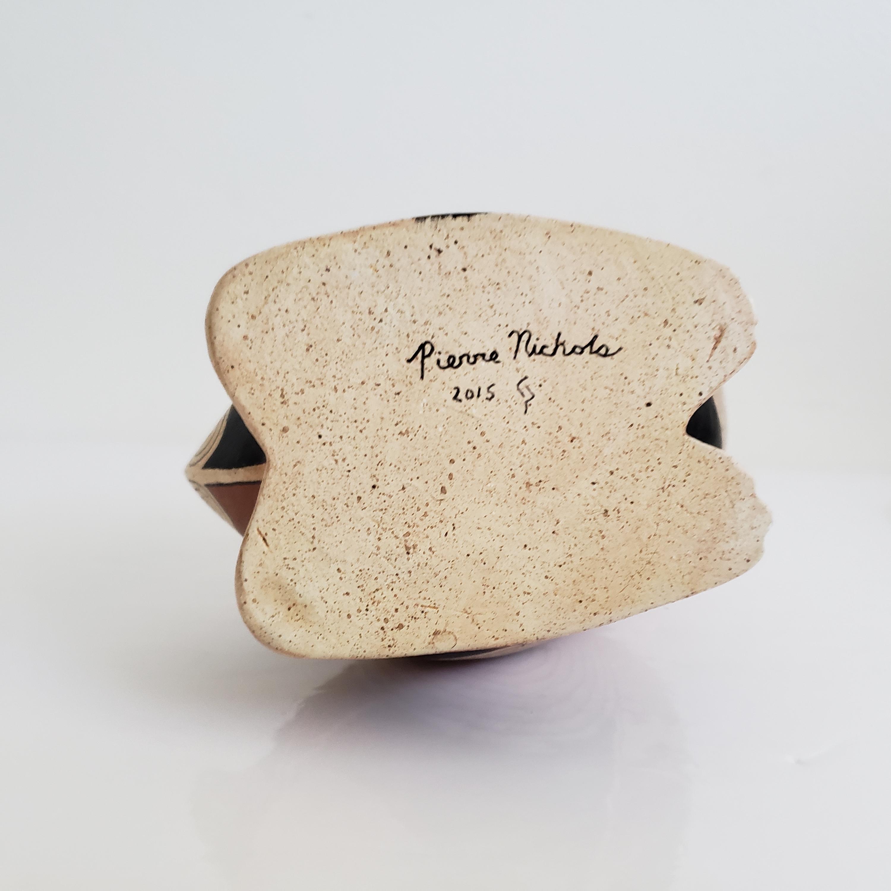 Gourd Art Goose or Duck Figure, Geometric Mimbres Style, Pierre