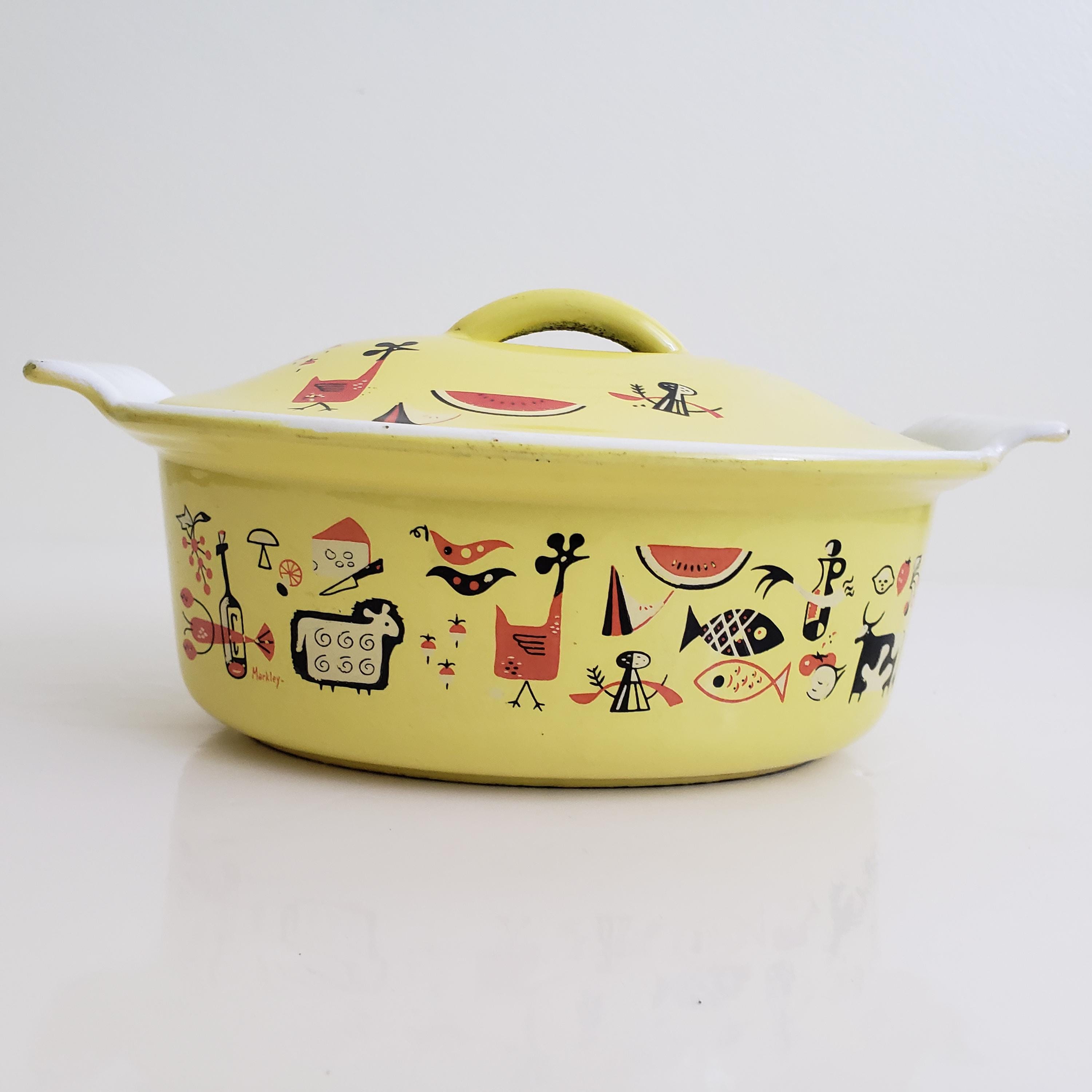 Mid-century Descoware Dutch Oven: Enameled Cast Iron Casserole