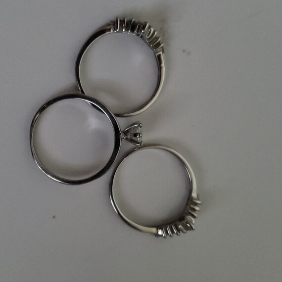Rhinestone Stackable Rings Set: Silver Tone Brida… - image 6