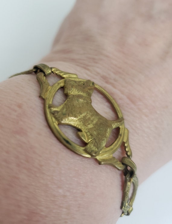 Antique 1920's Gold Tone Scottie Bracelet, Art De… - image 2