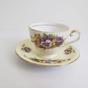 Vintage Aynsley Pansy Teacup Set: Yellow Floral Tea Party Decor