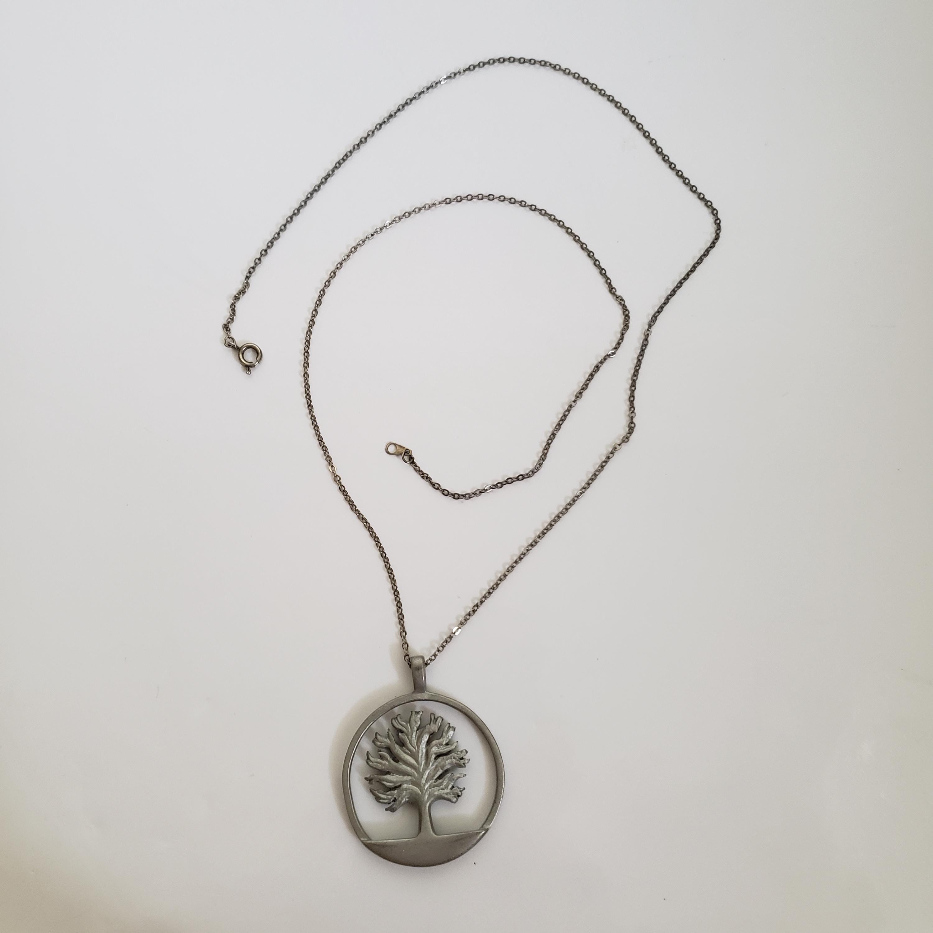 Vintage Royal Selangor Necklace Pendant, Pewter Tree of Life