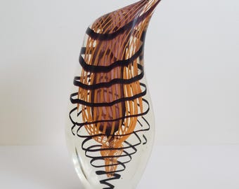 Pavel Hlava Exbor Glass Vase, Sommerso Czech Art Glass, 70s