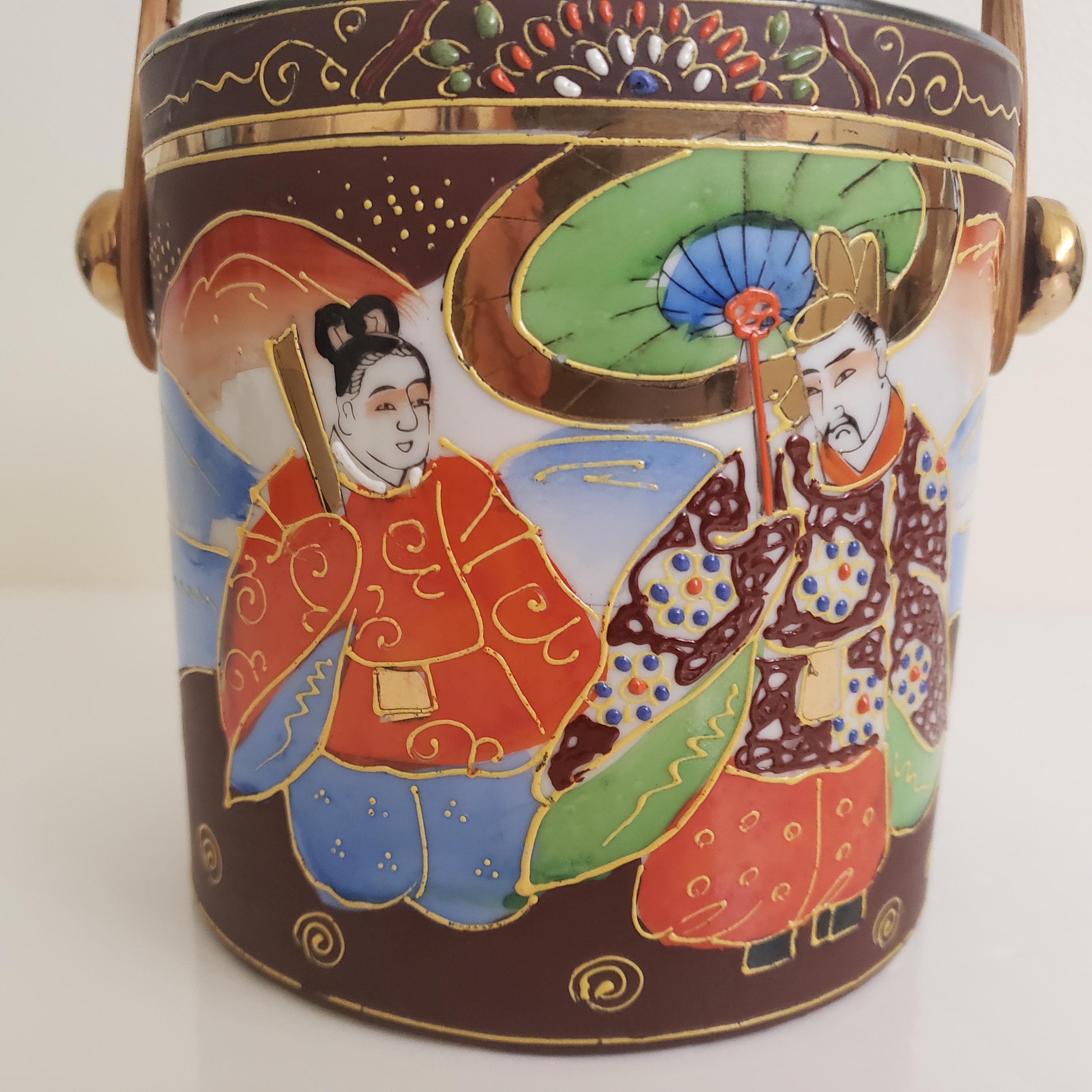 ヴィンテージ薩摩盛上磁器ビスケットジャー、人物画入り - Etsy 日本