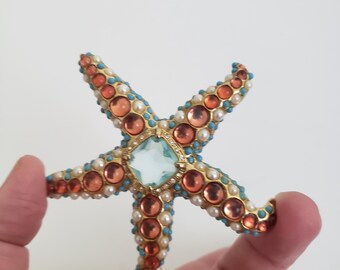 Vintage KJL Kenneth Jay Lane Starfish Brooch: Gold Tone, Pearl