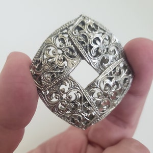 Vintage Silver Tone Filigree Scarf or Lapel Clip, Fancy Dress Clip