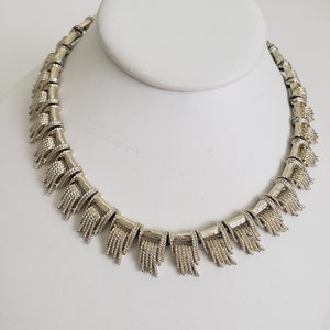 Vintage Coro Gold Tone Necklace or Choker, Textured Faux Fringe LInks