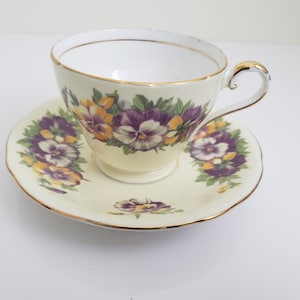 Vintage Aynsley Teacup Set: Yellow Pansies, Gold Trim, 1930s Tea Party