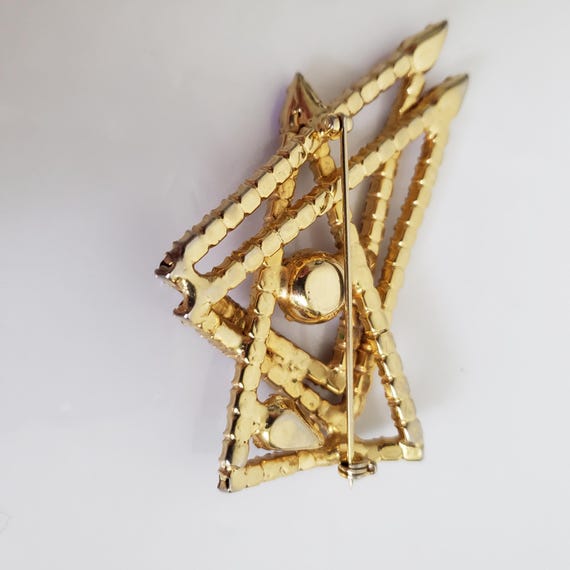 Mid Century Triangular Geometric Rhinestone Brooc… - image 4