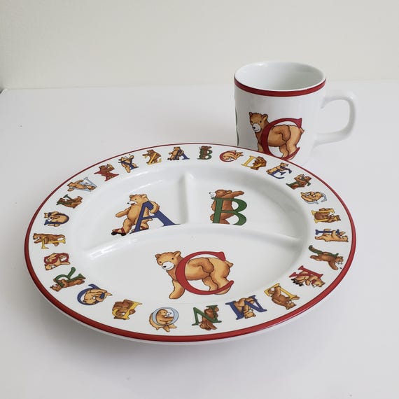 Vintage Tiffany & Co Alphabet Bears Plate and Mug, Children's