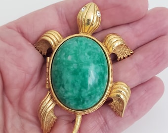 Profumo solido Avon Vintage compatto: tartaruga verde e oro