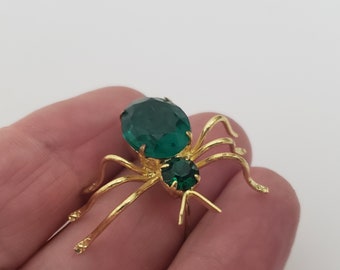 Dainty Green Rhinestone Ant Brooch: Vintage Insect Lapel Pin