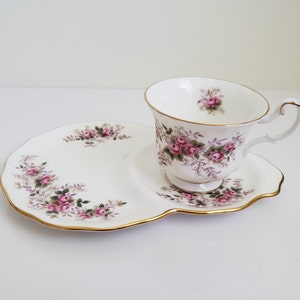 Vintage Royal Albert Teacup and Snack Plate, Lavender Rose Tennis Set, Made in England