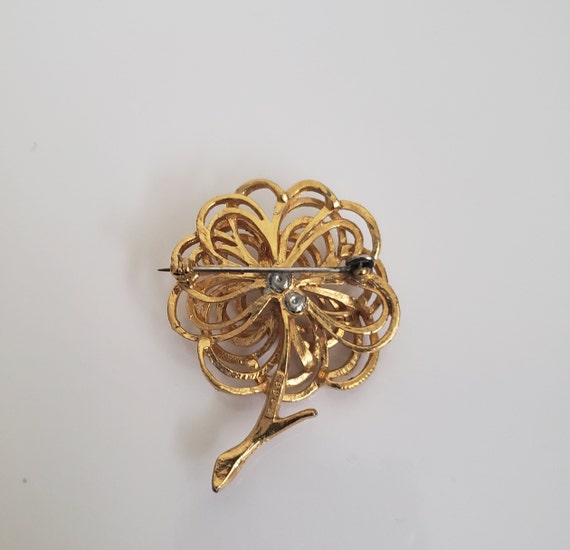 Mid Century Textured Gold Wire Open Weave Flower … - image 3