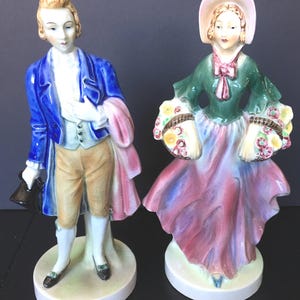 Rare Vintage Goebel FF 219/A & B Victorian Courting Couple Figurines Double Crown Mark Germany