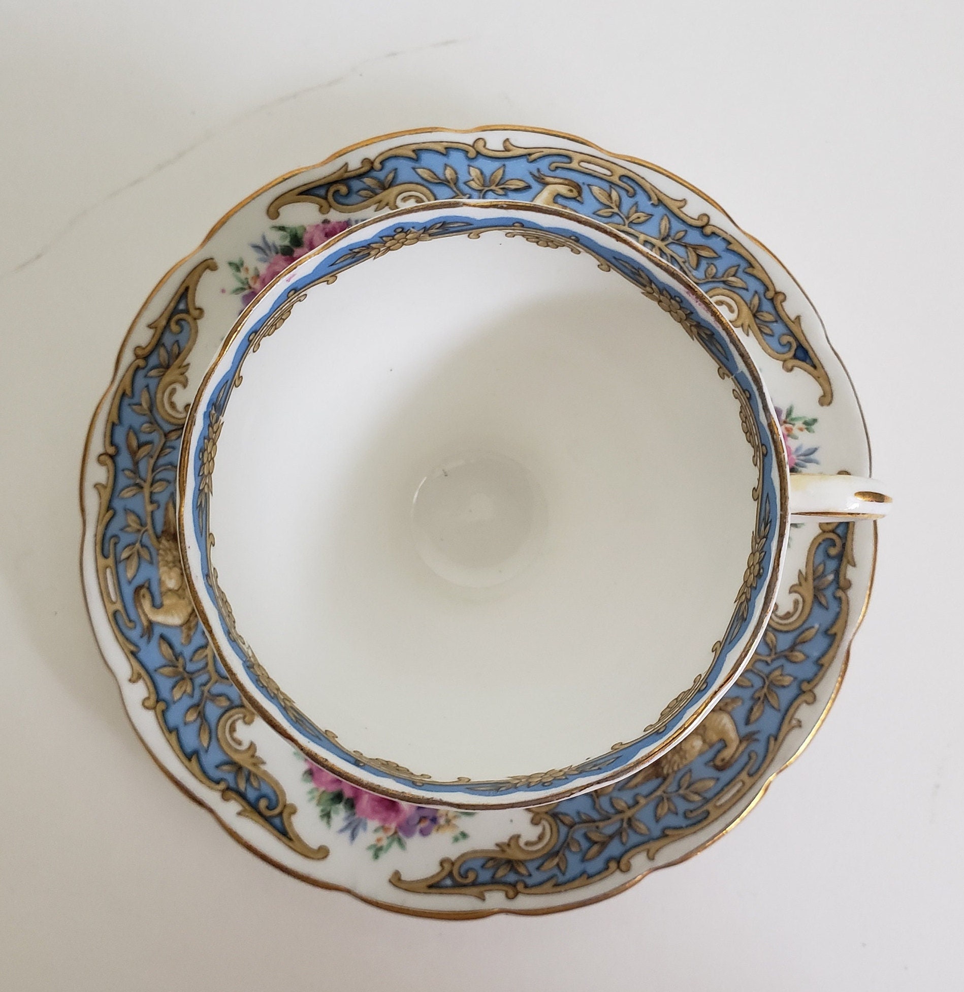 Vintage EB Foley China Tea Cup Set: Montrose Blue Banners, Gold Trim - Etsy