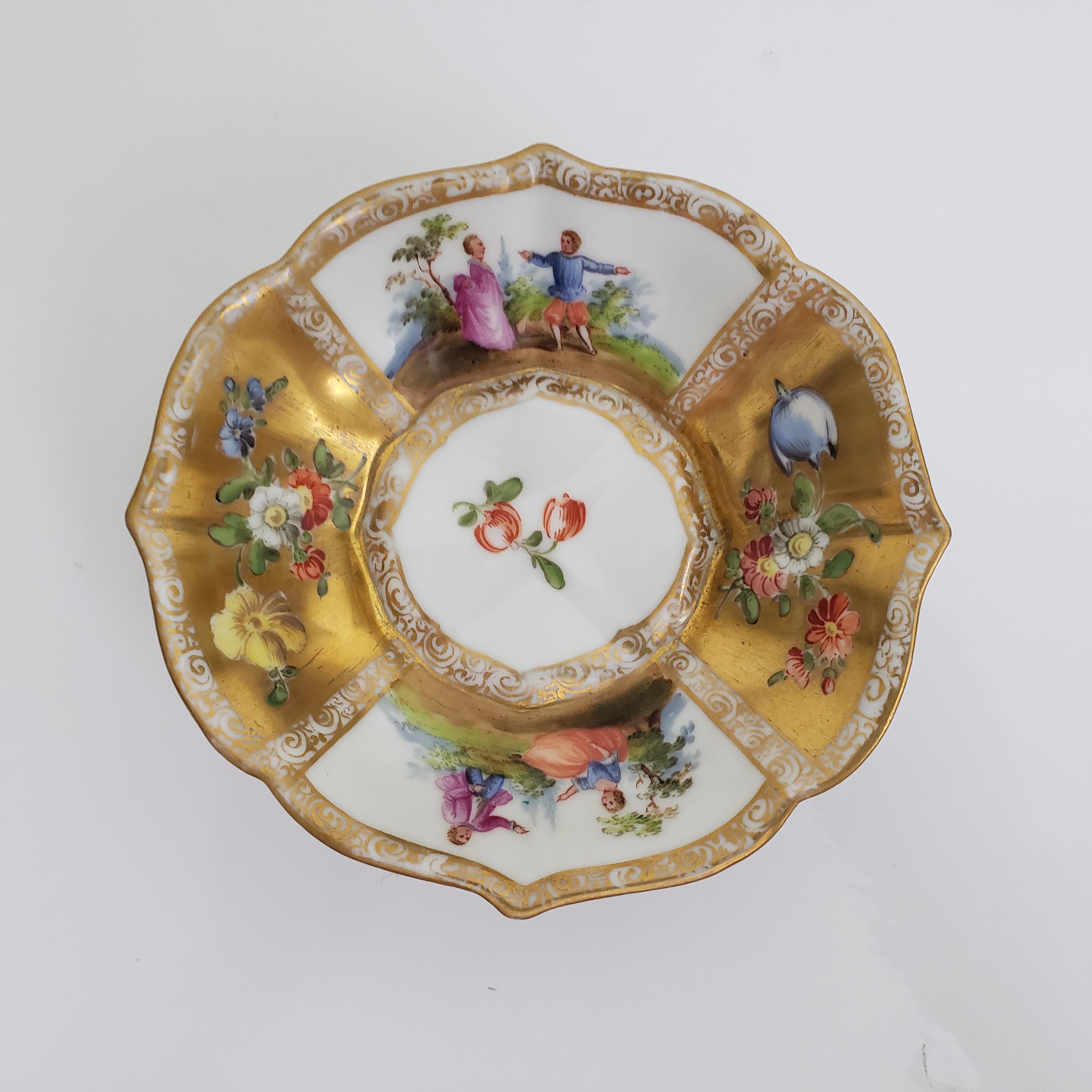 Antique Meissen Porcelain Candy Dish: Hand-painted Courting Scene