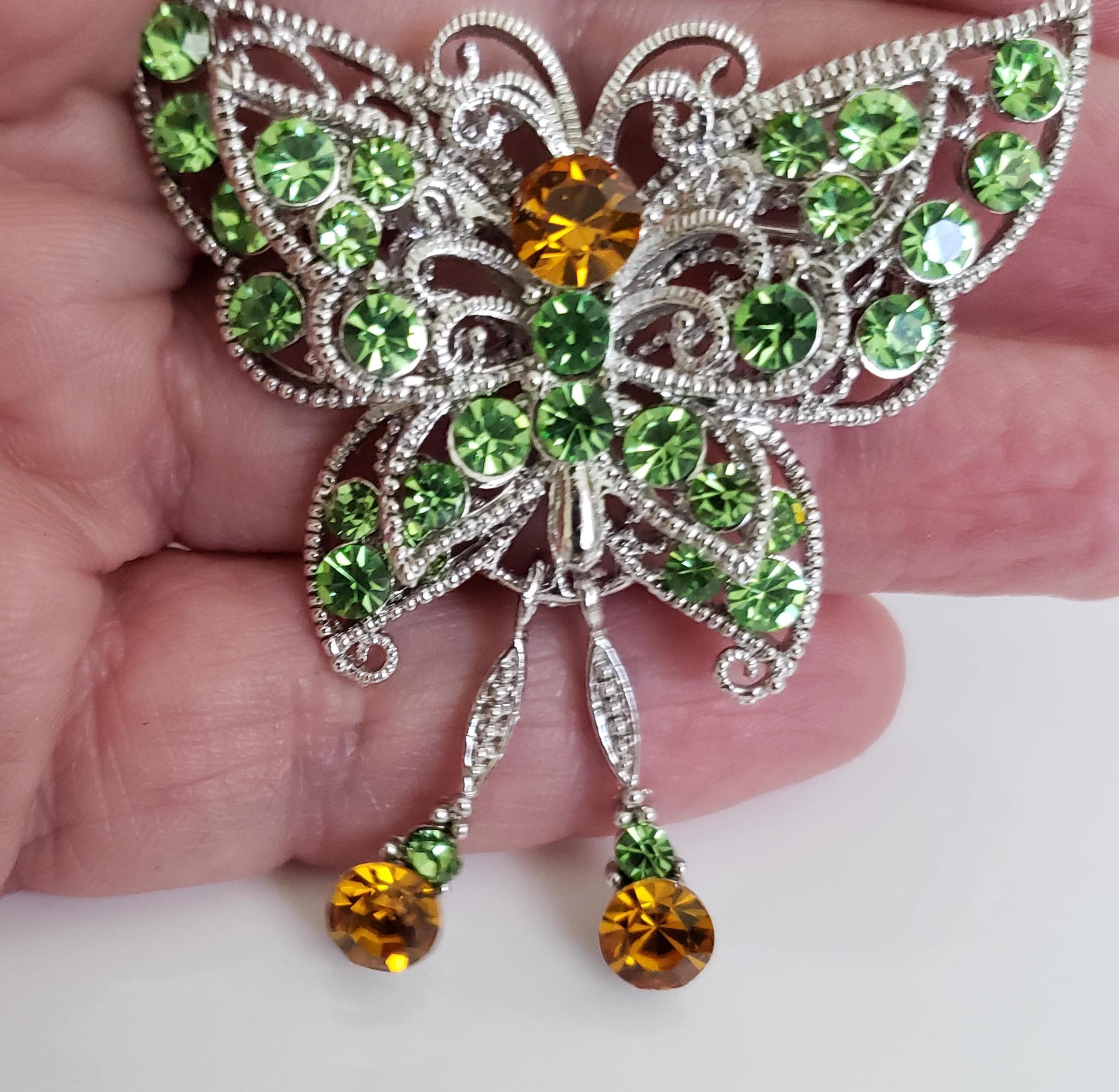 美品　ジバンシー　バタフライブローチ　蝶々　ラインストーン　2連 美品 ジバンシー バタフライブローチ 蝶々 ラインストーン 2連 美品