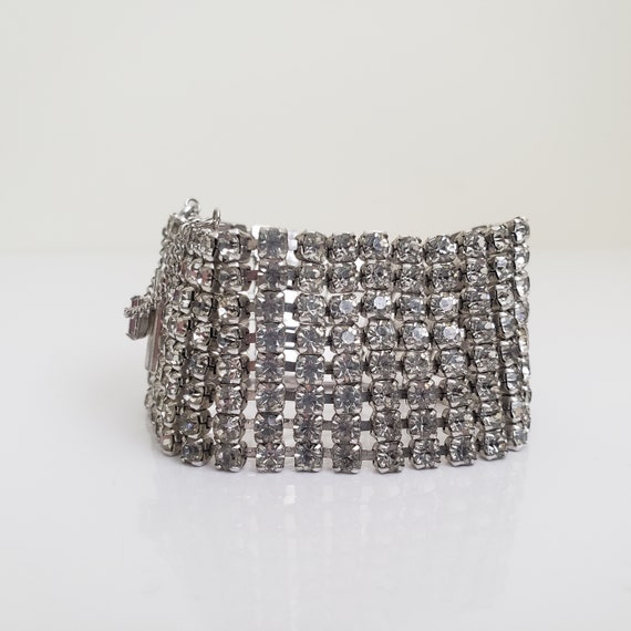 Stunning Clear Crystal Cuff Bracelet, Eight Rows … - image 3