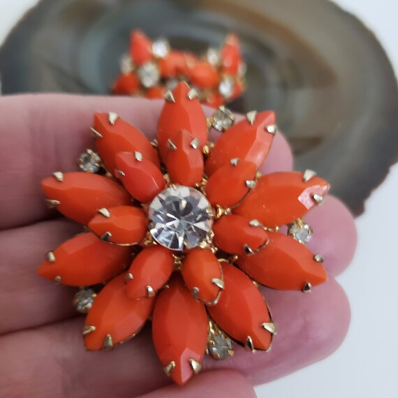 Vintage Continental Orange Thermoset Rhinestone F… - image 4