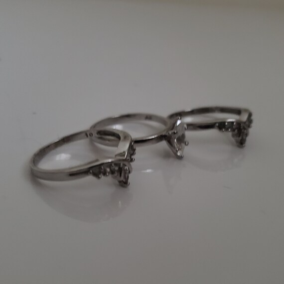 Rhinestone Stackable Rings Set: Silver Tone Brida… - image 5