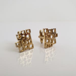 Vintage Gold Tone Cufflinks: Modernist Swiss Cheese Design