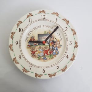 Vintage Bunnykins Clock: Royal Doulton Bone China Teaching Clock