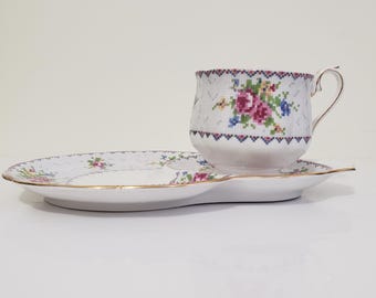 Royal Albert Petit Point Tennis Set, Petit Point Teacup and Snack Plate, Countess Shape Teacup