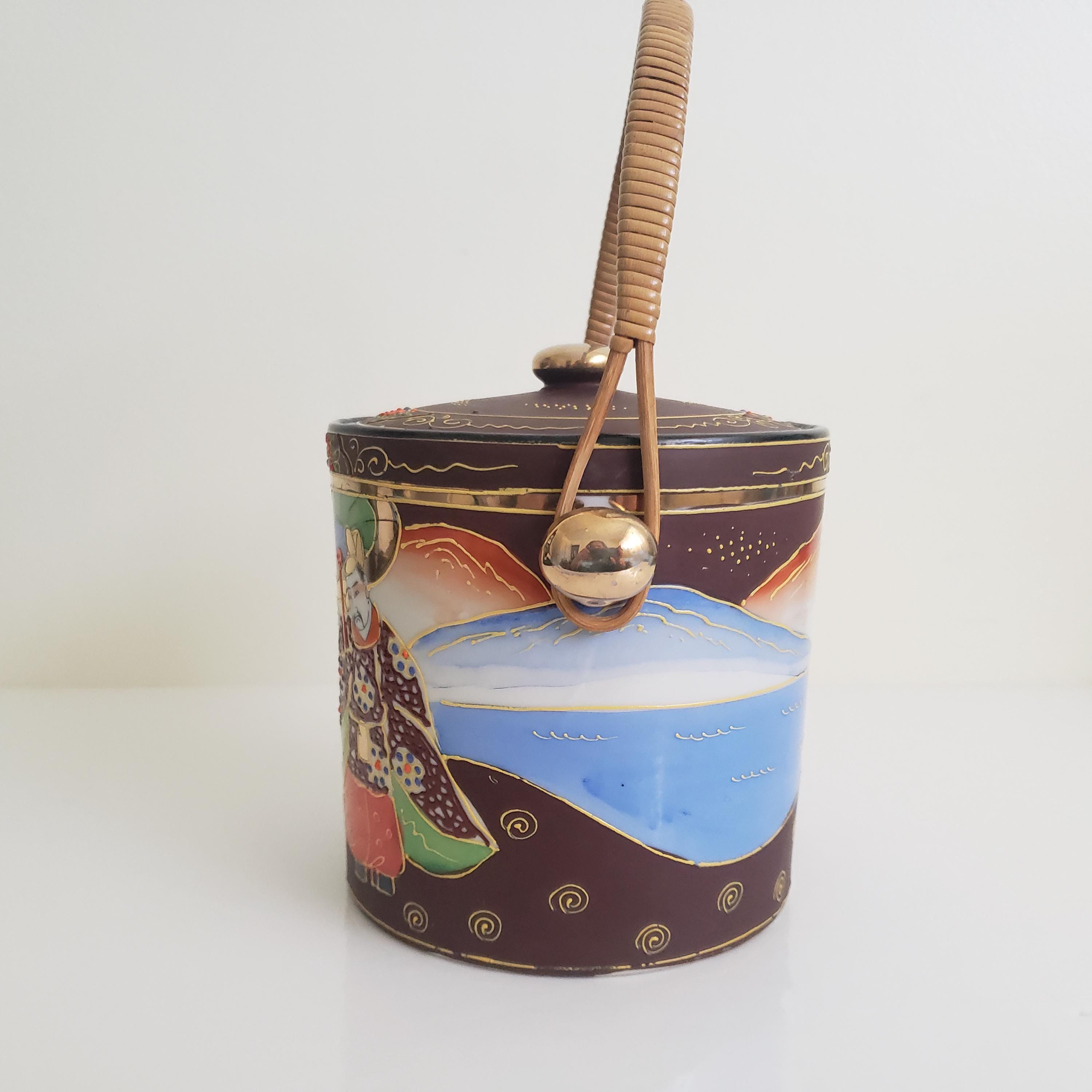 ヴィンテージ薩摩盛上磁器ビスケットジャー、人物画入り - Etsy 日本