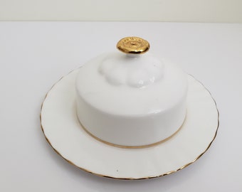 Vintage Royal Albert Val D'or Covered Round Butter Dish or Plate