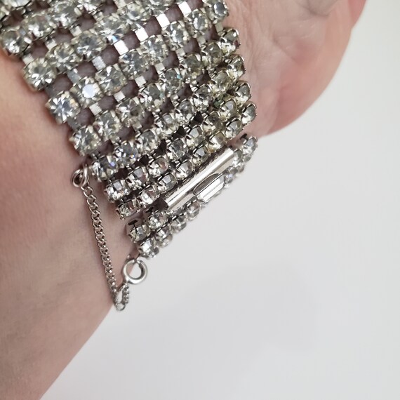 Stunning Clear Crystal Cuff Bracelet, Eight Rows … - image 2