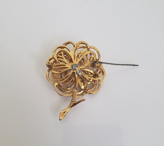 Mid Century Textured Gold Wire Open Weave Flower … - image 4