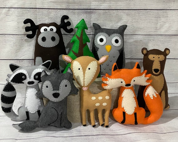 Felt Woodland Animal Owl Fox Moose Bear Deer Wolf - Etsy Felt Woodland Animal Owl Fox Moose Bear Deer Wolf - Etsy