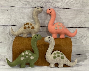 Felt Dinosaur Plushie: Hand Sewn Dino Nursery Decor, Christmas Stocking Stuffers