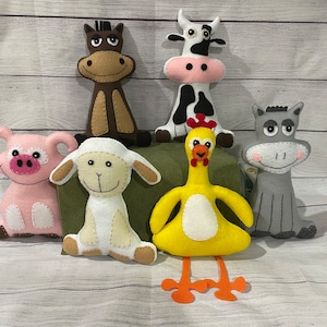 Felt Farm Animals: Handmade Stuffed Animal Set, Baby Shower Decor