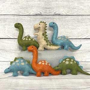 miniature felt dinosaurs, stocking stuff, diaper cake, DIY mobile, girl Dino, dino toy, dinosaur mobile, dino baby shower, dinosaur nursery,