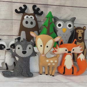 Animales del bosque cosidos a mano