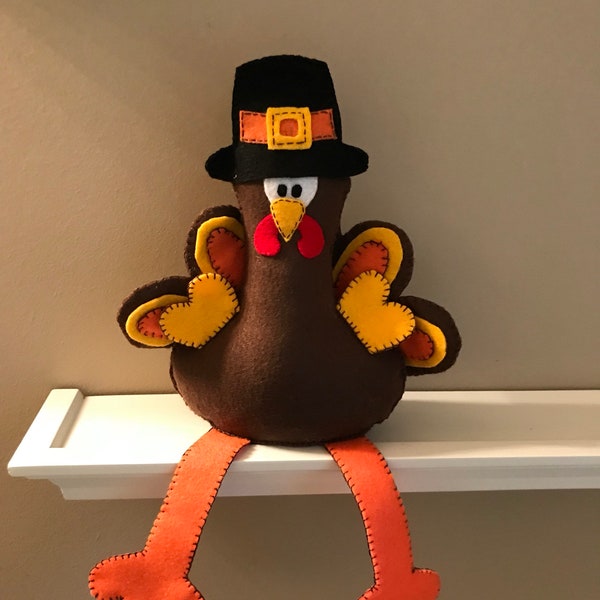 Thanksgiving turkey, thanksgiving decor, turkey table decor, turkey centerpiece, sitting turkey, handmade turkey, stuffed turkey, girl turke