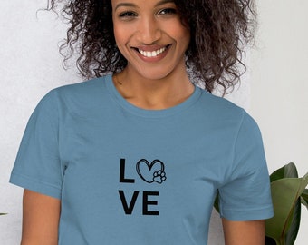 Love Pawprint Heart Shirt Dog shirt cat shirt Animal lover tshirt gifts for people who love animals gifts for dog cat people – Steel Blue