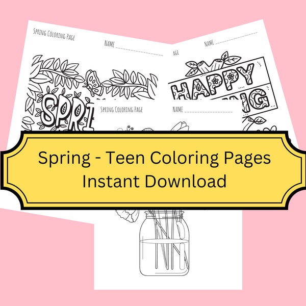Spring Tween Coloring Page Printable Spring Teen Activity Kids Activity Spring Activity Printable Coloring Page Printable INSTANT DOWNLOAD