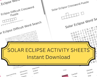 Solar Eclipse April Activity Sheets Word Search Crossword Scramble Fun Activity Elementary Middle School Kids Printable INSTANT DOWNLOAD