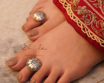 Moh Intricate Petal 925 Sterling Silver Toe-Ring, Handcrafted Oxidized Silver Toe Ring, Gifts For Bride, Rajasthani Jewellery