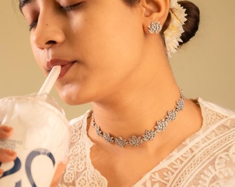 925 Sterling Silver Choker,essence Scintillating Lotus