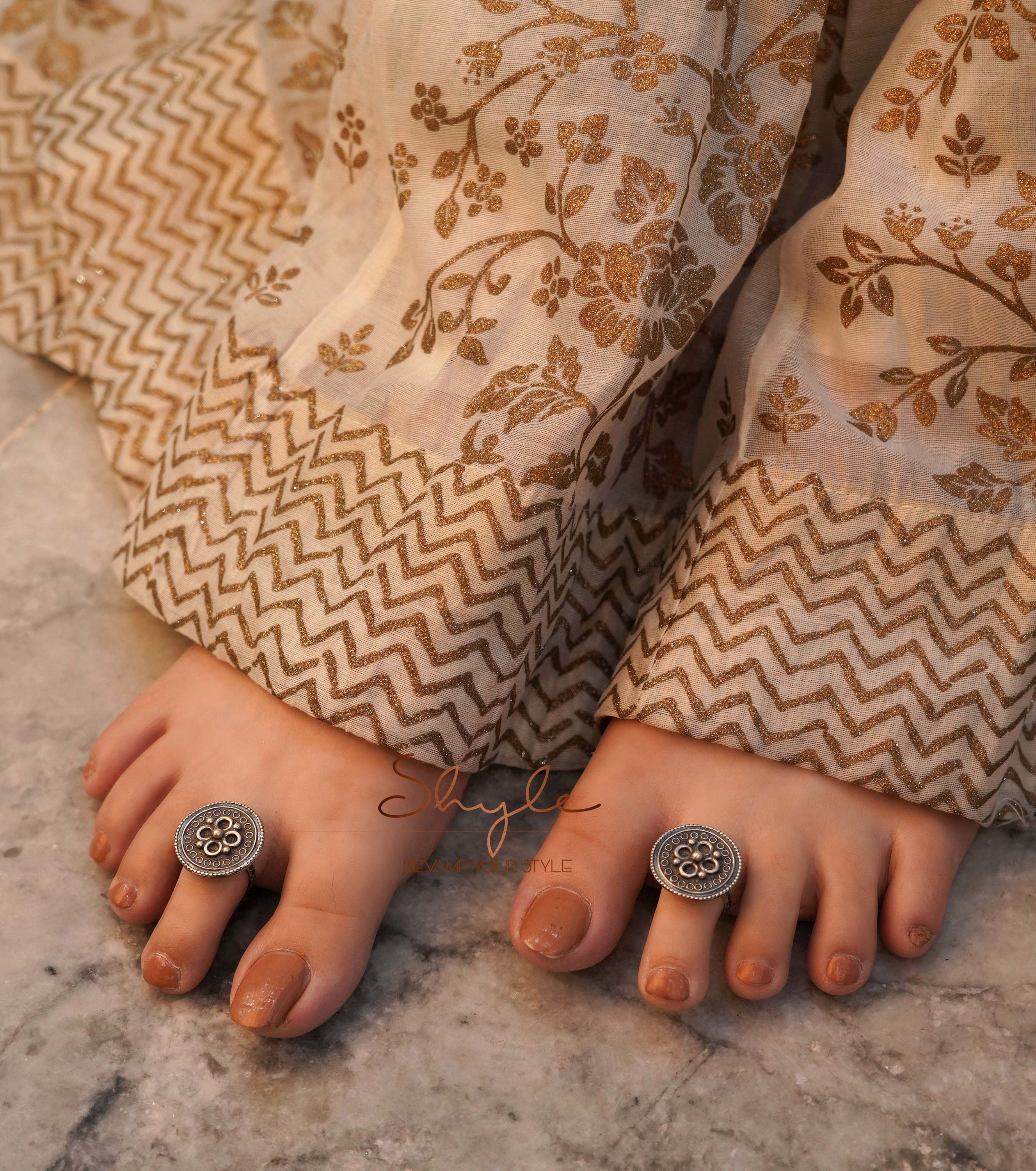 Mizoya Tribal Inspired Intricate 925 Sterling Silver Toe