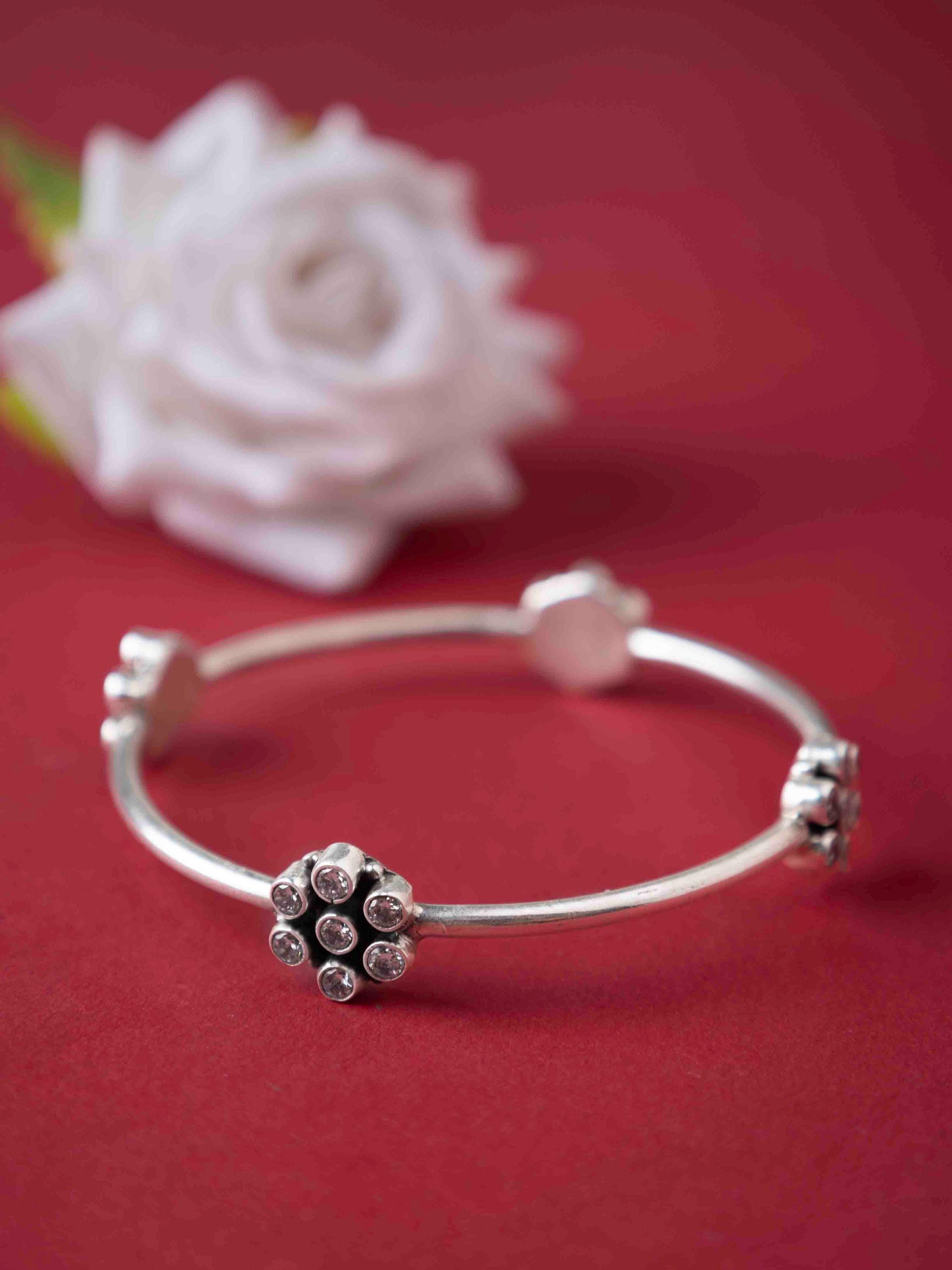 Oxidized Sterling Silver Bangle Bracelet, Handcrafted Ethnic Chudi