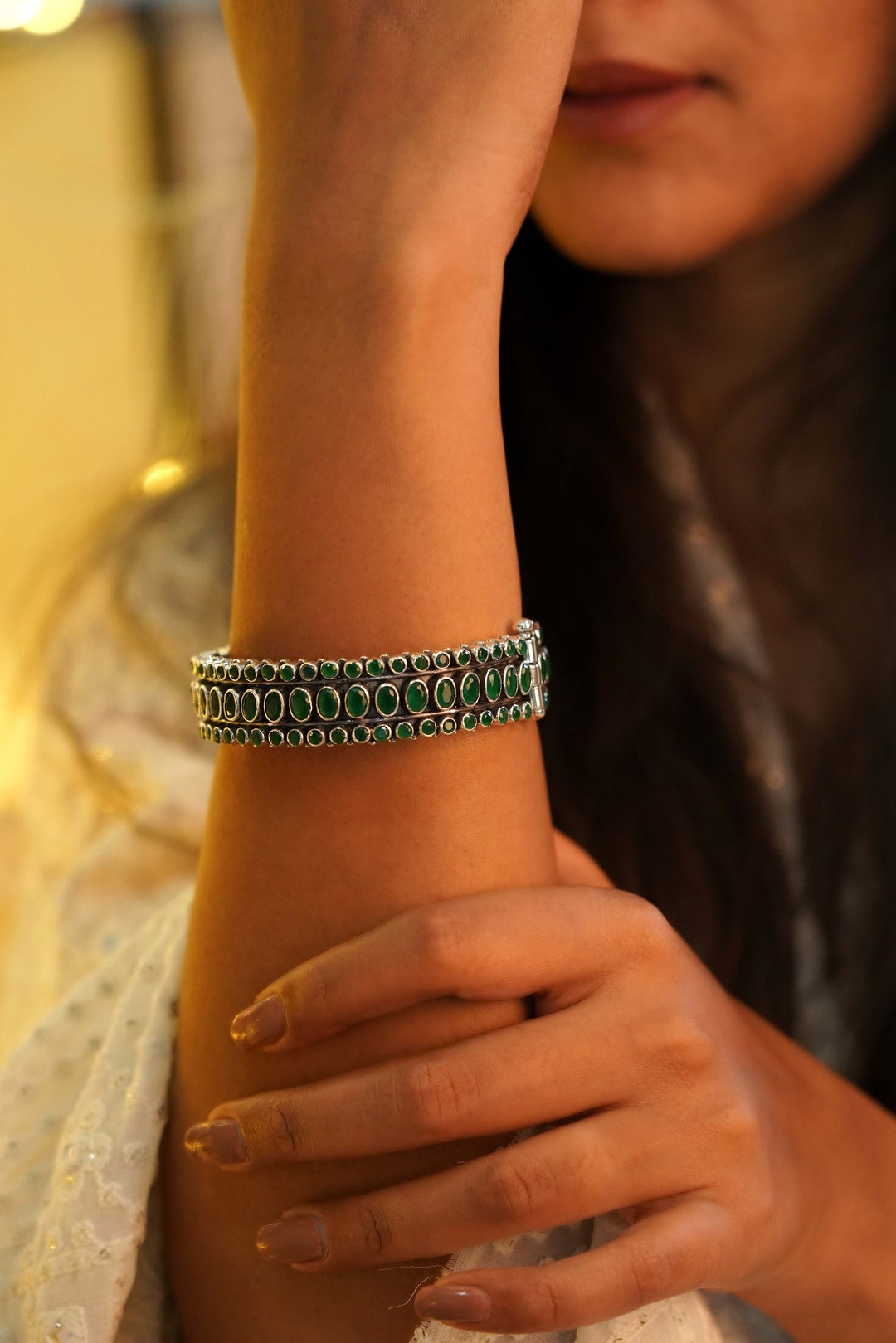 14 Pcs Silver Plated Indian Bangles / Silver Matel Bangles