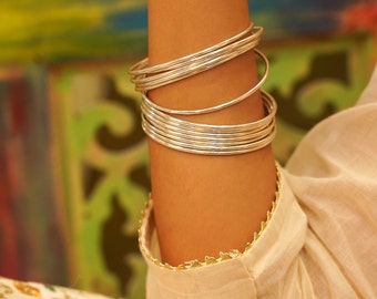 Oxidized Sterling Silver Chudi Bangle, Handmade Indian Jewelry